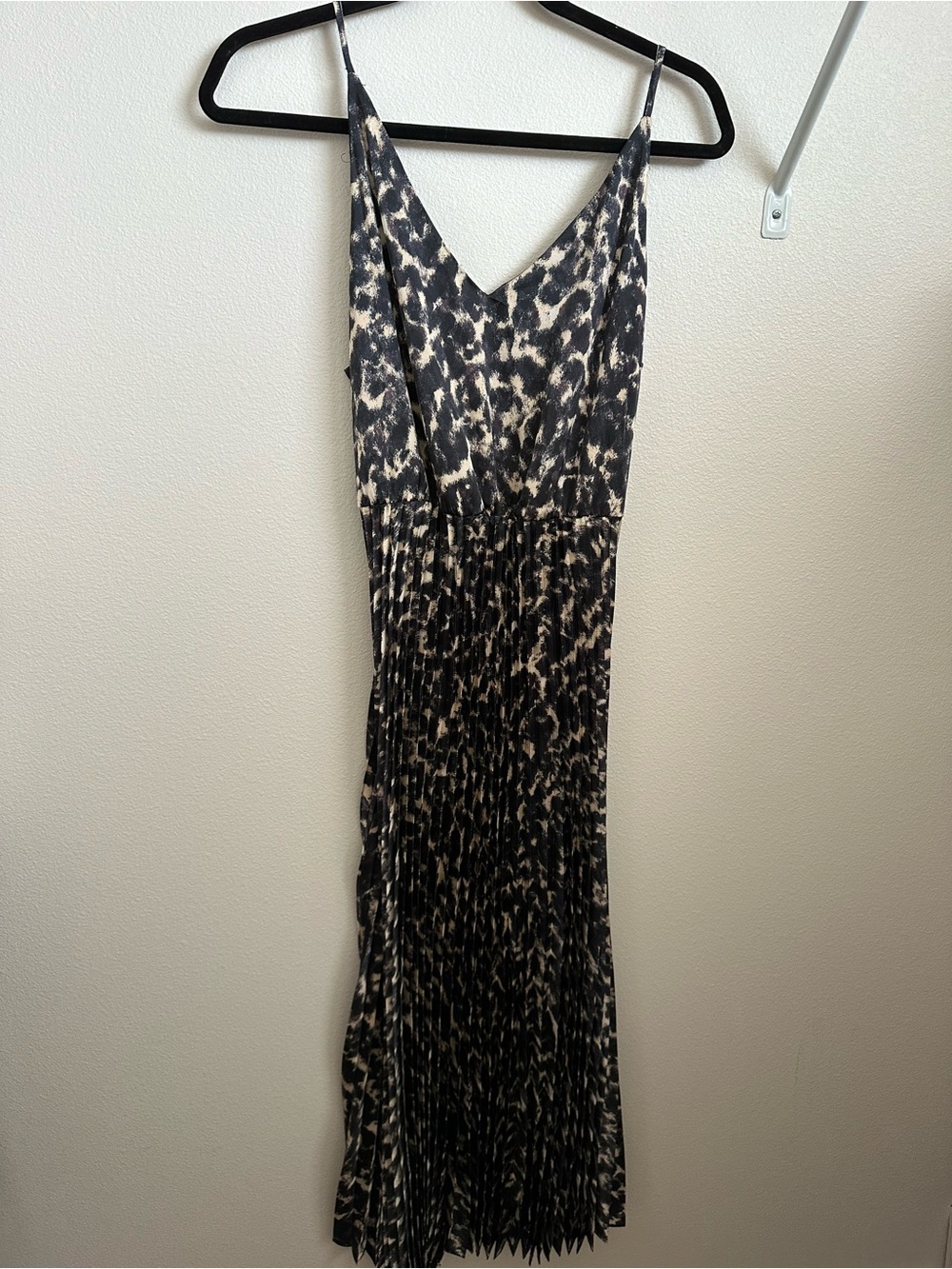 Joie Black and Cream Leopard-Print Spaghetti Strap Maxi Dress